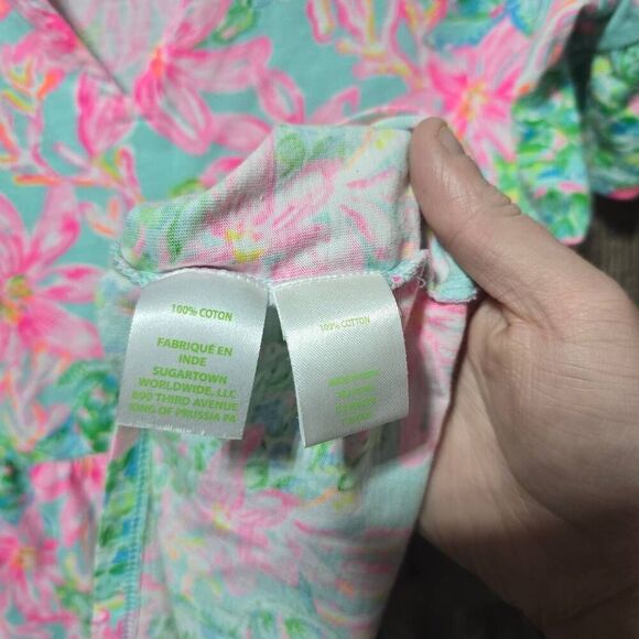 Lilly Pulitzer Jodee Peplum Top So Shellegant Turtle Coastal Pink Green - Picture 5 of 5